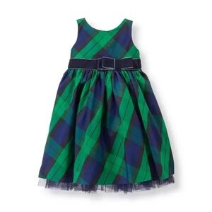 Janie and Jack Green Plaid Dress girls Size 5